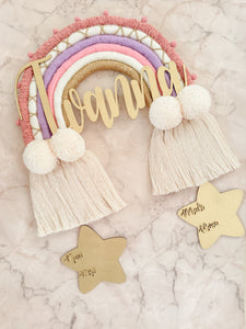 Letrero rainbow pomposo personalizado c/ estrellas datos